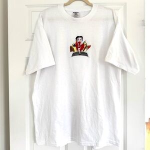 Betty Boop White Short-Sleeve Embroidered Graphic Tee
